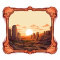 Vintage Sunset Karst Picture Frame - Vintage Design Vector Graphics