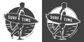 Vintage surf time monochrome emblem