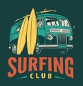 Vintage surfing club emblem