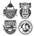 Vintage surfing monochrome emblems Royalty Free Stock Photo