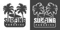 Vintage surfing monochrome logo