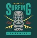 Vintage surfing paradise label