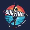 Vintage surfing sport colorful logo