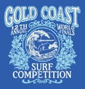 Vintage Surfing T-shirt Graphic Design. Gold Coast Surf Competition. Royalty Free Stock Photo