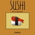 Vintage Sushi Bar Poster. Vector illustration. Royalty Free Stock Photo