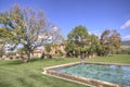 Vintage swimming pool in the field