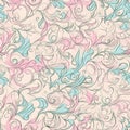 Vintage Swirls Seamless Pattern: Victorian-Inspired, Pastel Colors, Antique Wallpaper Royalty Free Stock Photo