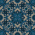 Vintage swirly ornament, seamless pattern