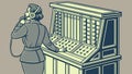 Vintage Switchboard Operator Classic Communication, vector design Generative AI Royalty Free Stock Photo