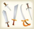 Vintage Swords, Knifes, broadsword And Saber Set Royalty Free Stock Photo