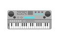 Vintage synthesizer musical equipment flat design vector illustration and classical white black musical keyboard sound