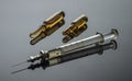 Vintage syringe with vials Royalty Free Stock Photo