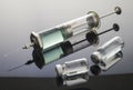 Vintage syringe with vials Royalty Free Stock Photo