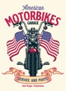 Vintage T-shirt Design of American Motorbikes Garage