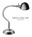 Vintage table lamp hand draw vintage engraving antique style iso