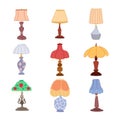 vintage table lamp set cartoon vector illustration Royalty Free Stock Photo