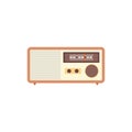 vintage tabletop radio flat design vector illustration. table top radio illustration isolated on white background Royalty Free Stock Photo