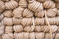 Vintage tackle jute ropes as background. Rope for household use. Royalty Free Stock Photo