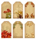 Vintage tags set. Art nouveau floral pattern. Royalty Free Stock Photo