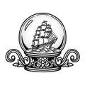Vintage Sailing Ship in a Snow Globe Royalty Free Stock Photo