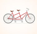 Vintage Tandem Bicycle. Vector Royalty Free Stock Photo