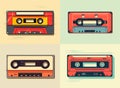 Retro music cassette. Stereo DJ tape, vintage 90s cassettes tapes and audio tape. antique radio play cassette, 1970s or 1980s rock Royalty Free Stock Photo