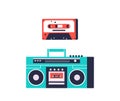Vintage Tape Recorder And Cassette, An Iconic Retro Electronic Device, Captured Memories And Music With Analog Charm