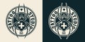 Vintage tattoo salon round logo