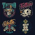 Vintage tattoo studio colorful emblems