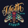 Vintage tattoo studio colorful logotype