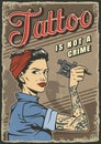 Vintage tattoo studio colorful poster