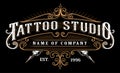 Vintage tattoo studio emblem_2 for dark background