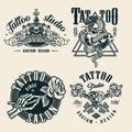 Vintage tattoo studio monochrome badges