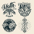 Vintage tattoo studio monochrome labels