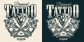 Vintage tattoo studio monochrome print