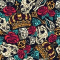 Vintage tattoos colorful seamless pattern