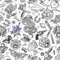 Vintage tattoos seamless patterns