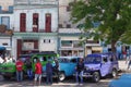 Vintage communal taxis in Havana, Cuba Royalty Free Stock Photo