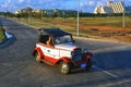 Vintage taxi at resort in Varadero, Cuba Royalty Free Stock Photo