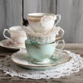 vintage tea cups - elegant still life photography Royalty Free Stock Photo