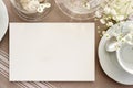 Vintage tea invitation mockup Royalty Free Stock Photo