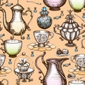 Vintage Tea Seamless Pattern Royalty Free Stock Photo