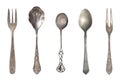 Vintage tea spoons isolated on a white background. Royalty Free Stock Photo