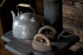 Vintage teakettle and irons