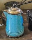 Vintage Teal Tea Kettle with Handle