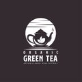 Vintage Teapot Logo. With tea leaf, cup, oolong, herb, and stars icon. Retro, premium, and luxury logo