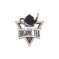 Vintage Teapot Logo. With tea leaf, cup, oolong, herb, and stars icon. Retro, premium, and luxury logo