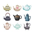 vintage teapot set cartoon vector illustration Royalty Free Stock Photo