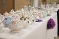 Vintage teapots set up for tea party Royalty Free Stock Photo