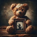 Vintage Teddy Bear Grunge Style Digital Art